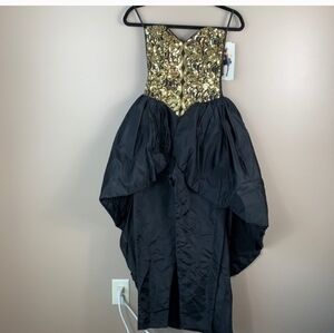 Jessica McClintock Black and Gold Sequin Dress